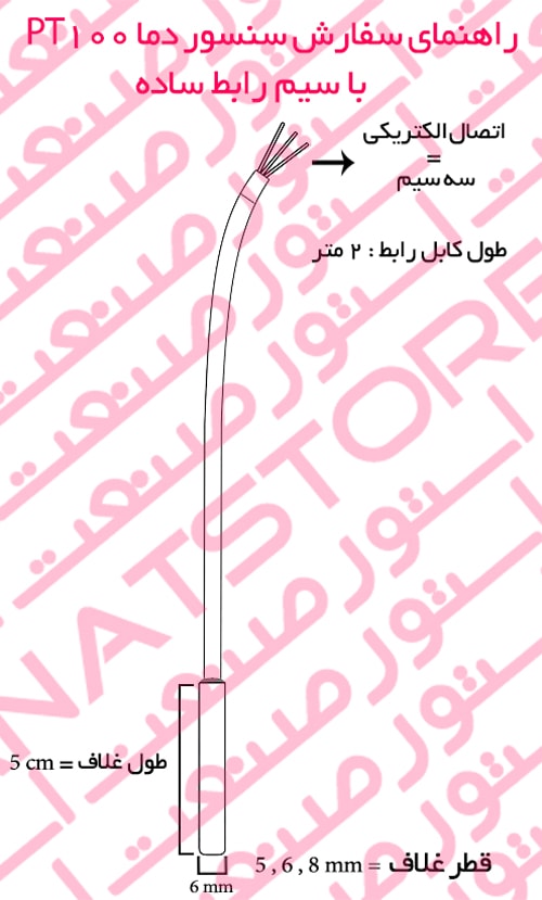 راهنمای سفارش سنسور دما PT100 با سیم رابط ساده