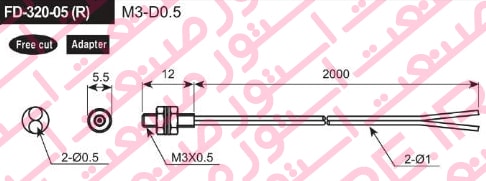 ابعاد سنسور فیبر نوری آتونیکس مدل FD-320-05(R)