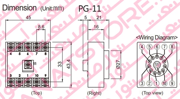 ابعاد سوکت PG-11