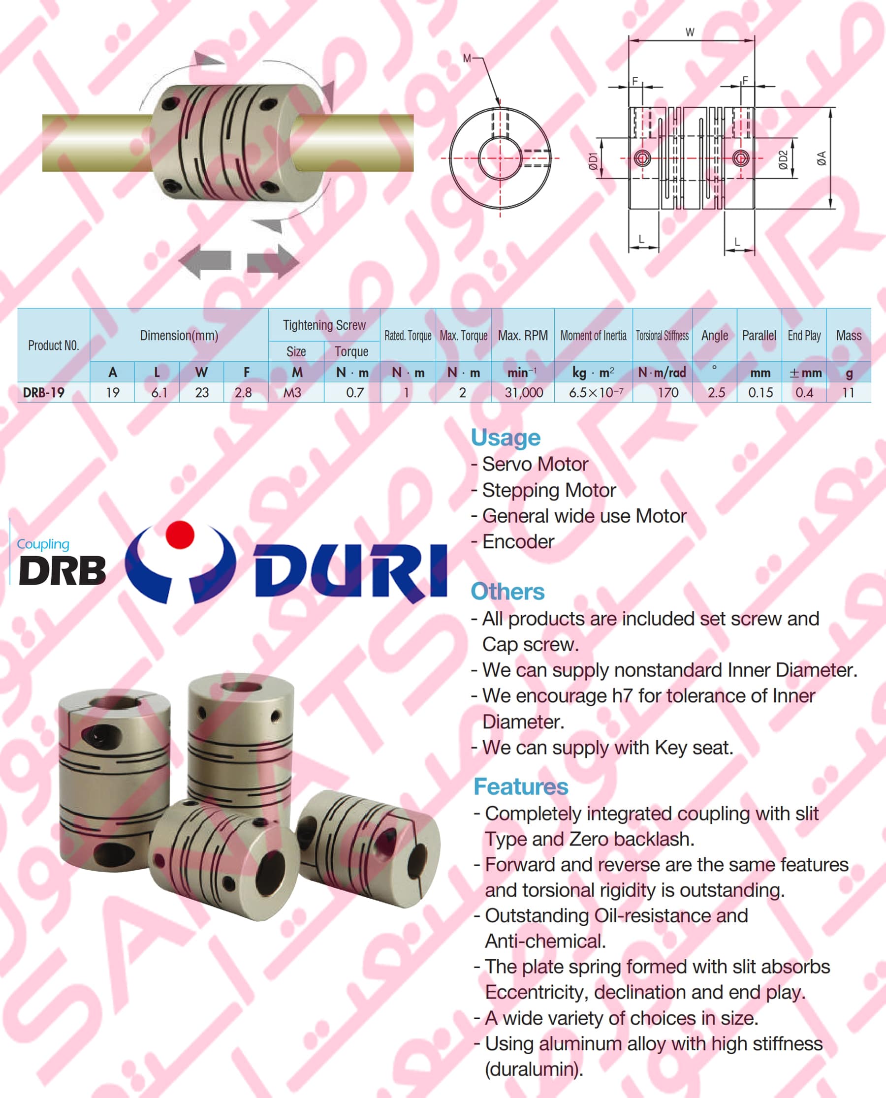 Aluminium Flexible DURI Coupling DRB-19 8-8